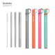 Reusable Stainless Steel Straw with Case Cleaning Brush Aluminum Carrying Case 12mm 8mm 6mm Straight Drinking Straw Set