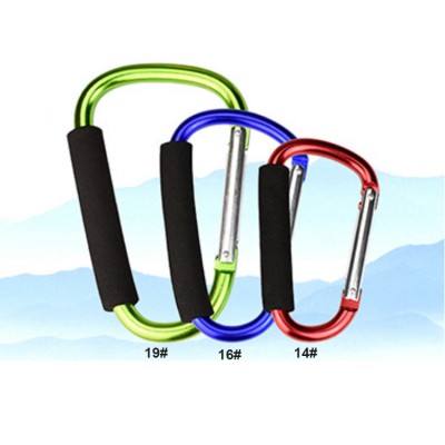 wholesale jumbo aluminum carabiner snap hook,large aluminum D style carry handle with grip sponge