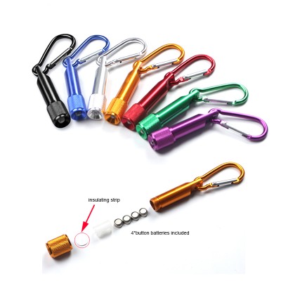 Outdoor waterproof aluminum alloy Mini LED Flashlight Carabiner Clip Keychain Portable Sports Torch