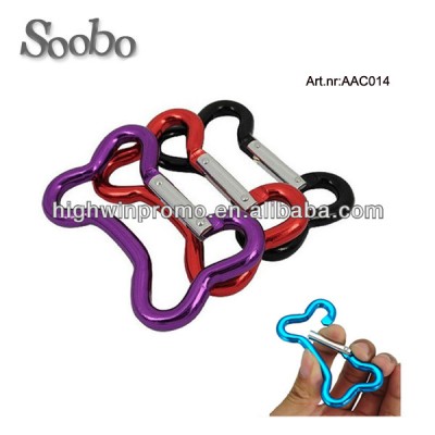 Promotional aluminum shaped carabiner wear resistance dog bone carabiner for bag