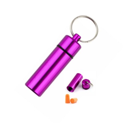 17*60mm waterproof Durable aluminum mini earplug holder keychain