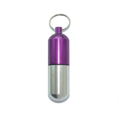 25*86m Durable Waterproof Pill Shape Container Metal Keychain Container For Geocaching