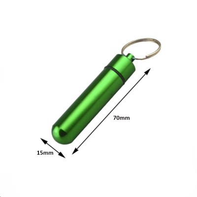 15*70mm Waterproof storage aluminum pill tube key chain