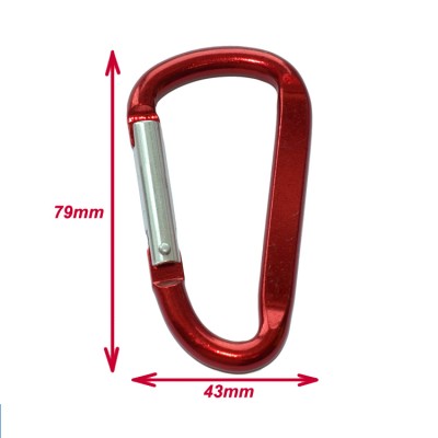 Promotional wholesale comfort lightweight red custom shaped aluminum hiking carabiner hook