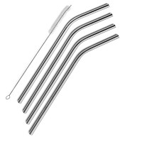 Stainless Steel Drinking Straws, Set of 4pcs, Free Cleaning Brush Included